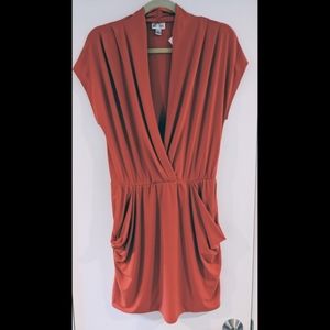 NWT Sweet Storm Orange Wrap Drape Sleeveless Tunic Top Dress - L